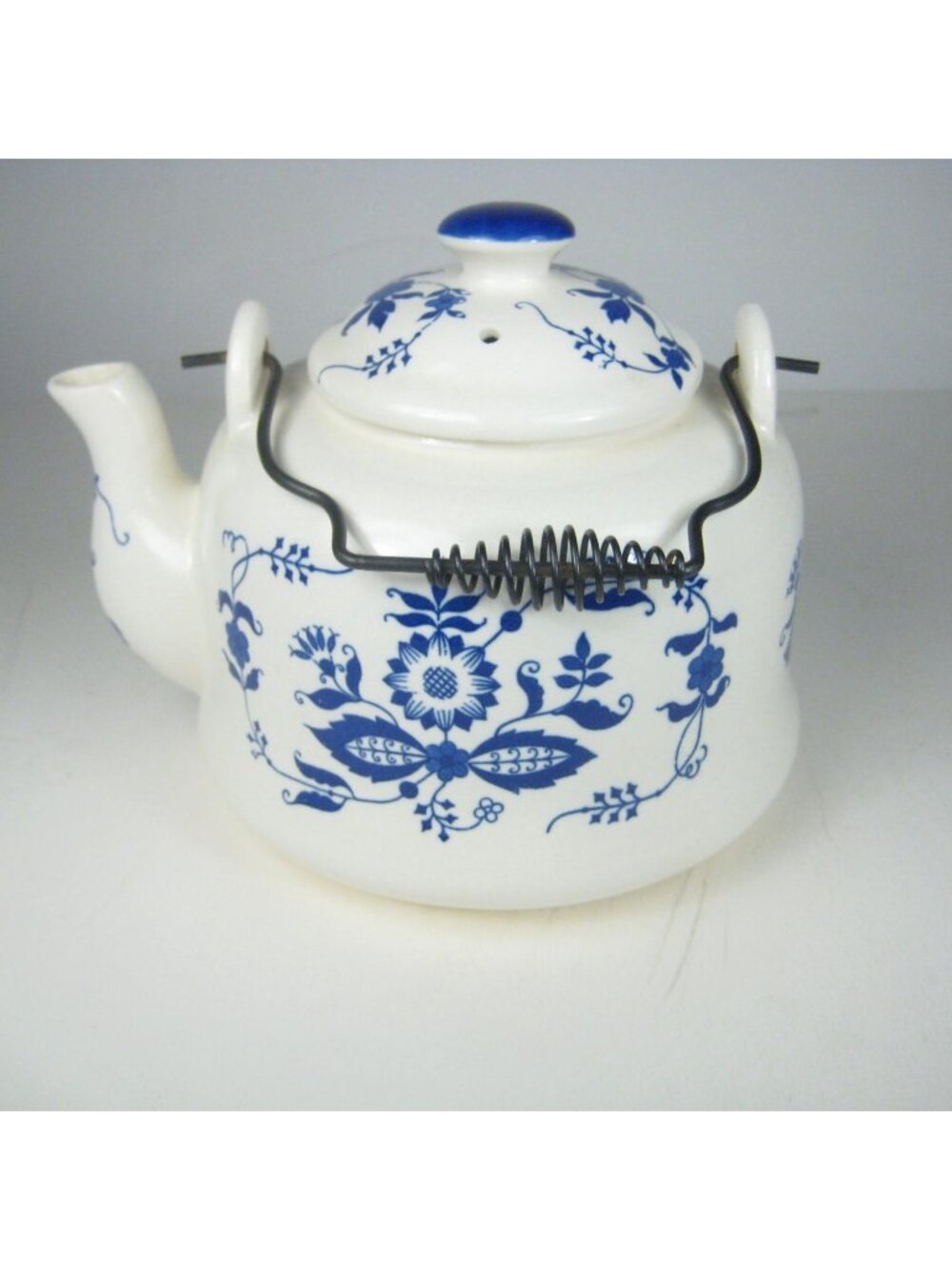 Vintage Blue Onion Armbee Porcelain Kettle Japan Teapot Floral MCM Mid Century
